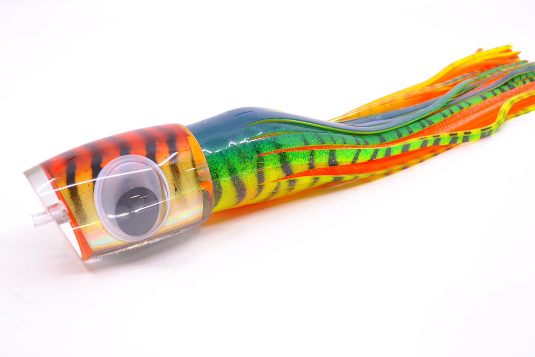 Big T Lures Orange-Yellow Pearl Black Striped Back Medium Zulu Impi 14" 11.5oz Skirted GZE