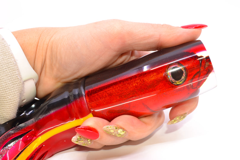 Ali'i Kai Lures Red Opelu Black-Red Back Medium Hard Head 12" 9oz Skirted Black-Red