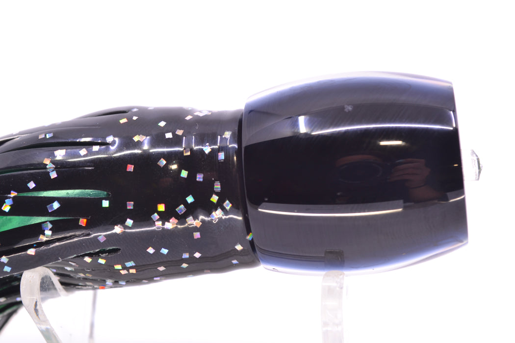 Moyes Lures Blue-Green Oil Slick Black Back Small Secret 9" 3oz Skirted Black Aurora