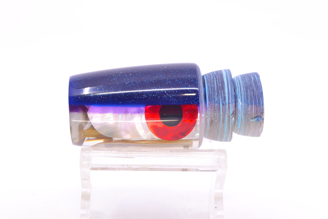 Coggin Lures White MOP Blue-Purple Back 4-Hole Small Slant Bogie Invert 7" 2.5oz