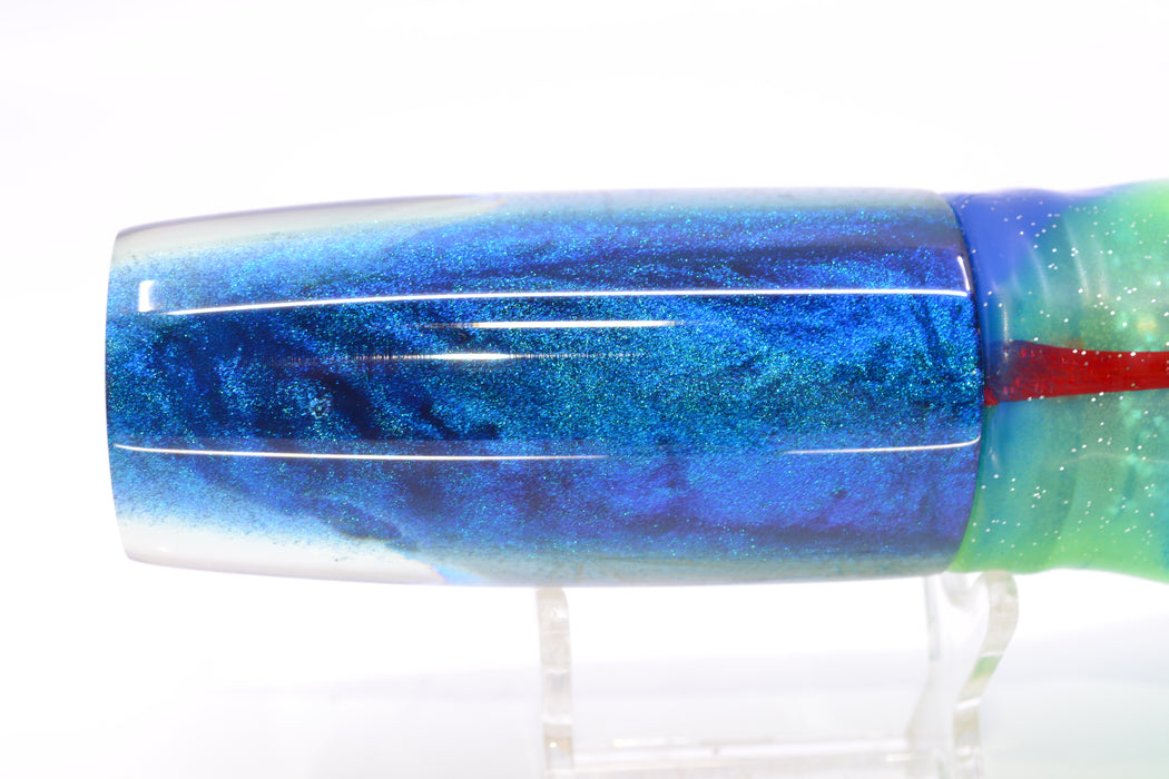 Ali'i Kai Lures Silver Opelu Blue-Teal Back Medium Hard Head 12" 9oz Skirted Green-Blue GZE