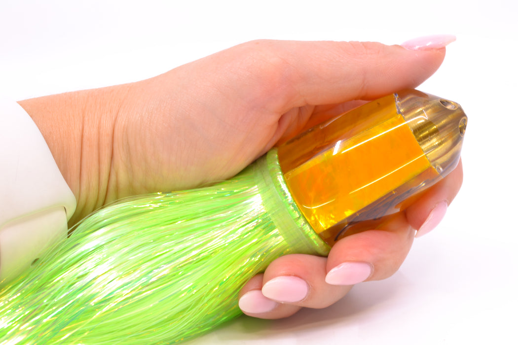 Koya Lures Yellow MOP 4-Hole Bullet 9"+ 7oz Flashabou Chartreuse/Yellow