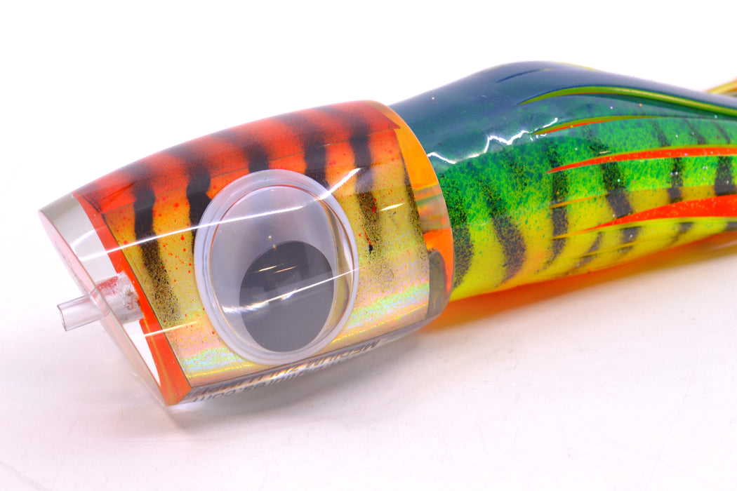 Big T Lures Orange-Yellow Pearl Black Striped Back Medium Zulu Impi 14" 11.5oz Skirted GZE