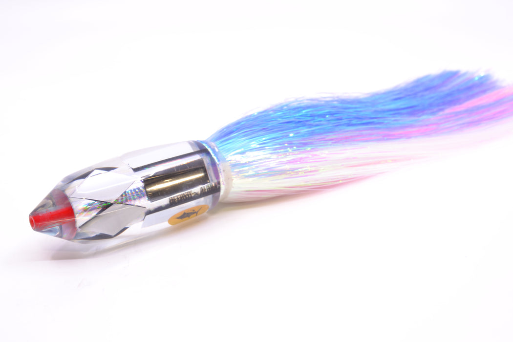 Aloha Lures Mirrored Silver Rainbow Starburst Deep Six 9" 6oz Flashabou Blue-White/Pink