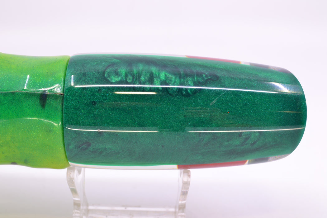 Koya Lures Mirrored Green Back Red Eyes Medium Poi Dog 14" 10oz FT Vinyl Mahi