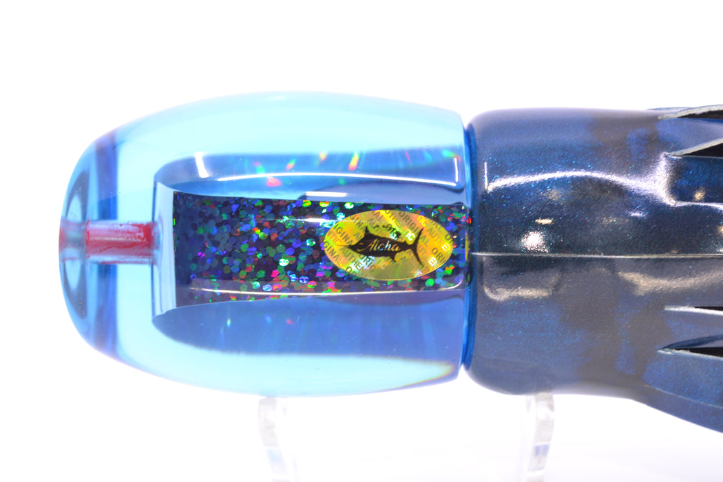 Aloha Lures Ice Blue Rainbow Red Eyes Bamboocha 12" 8.5oz Fire Tailz Vinyl Blue Tiger