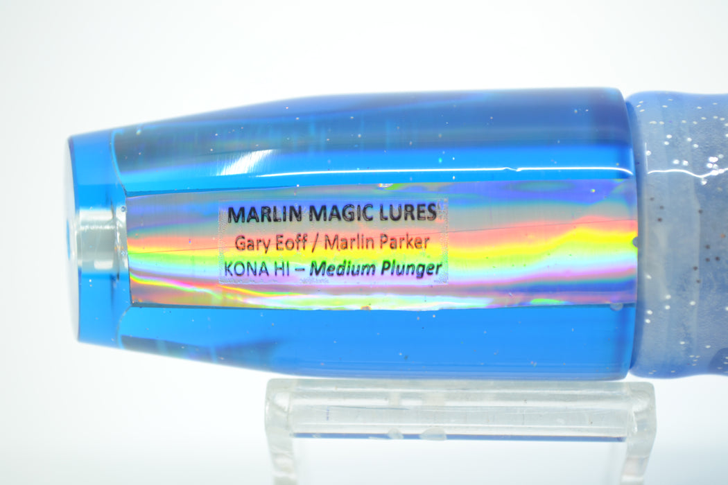 Marlin Magic Mirrored Blue Back No Eyes Medium Plunger 10" 7.7oz Skirted Blue-Silver