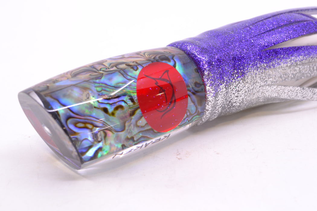 Bonze Lures Paua Shell Red Eyes Kraken 10" 8oz Skirted Purple-Silver/White