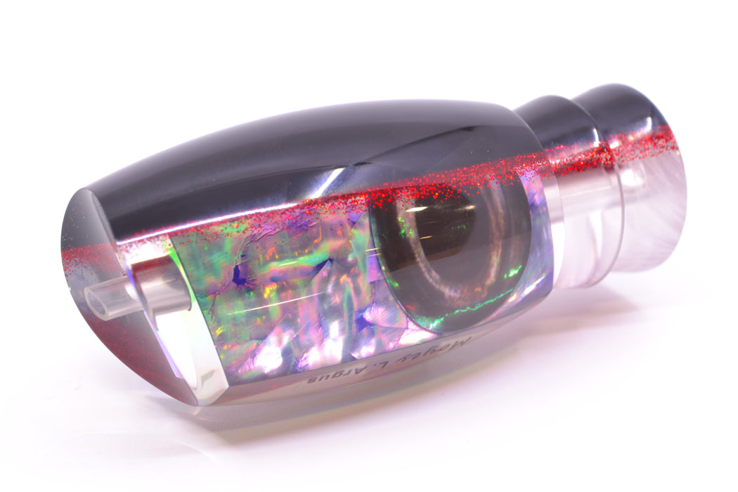 Moyes Lures Rainbow MOP Black-Red Back Taxi Eyes Large Argus 14" 6.5oz
