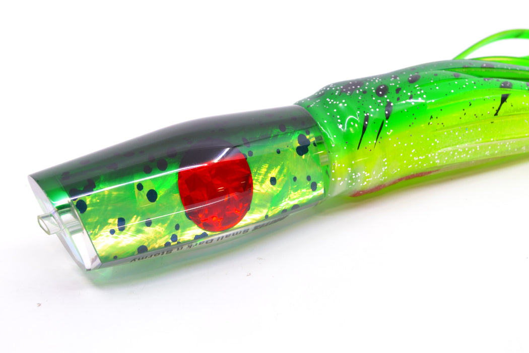 Moyes Lures Mahi MOP Green Back Red Eyes Small Dark-N-Stormy 9" 4.5oz Skirted Mahi