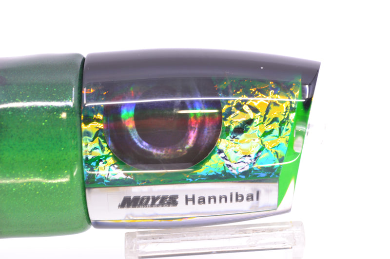 Moyes Lures Green-Orange Dichro Black Back Hannibal 14" 8oz FT Vinyl Green Tiger