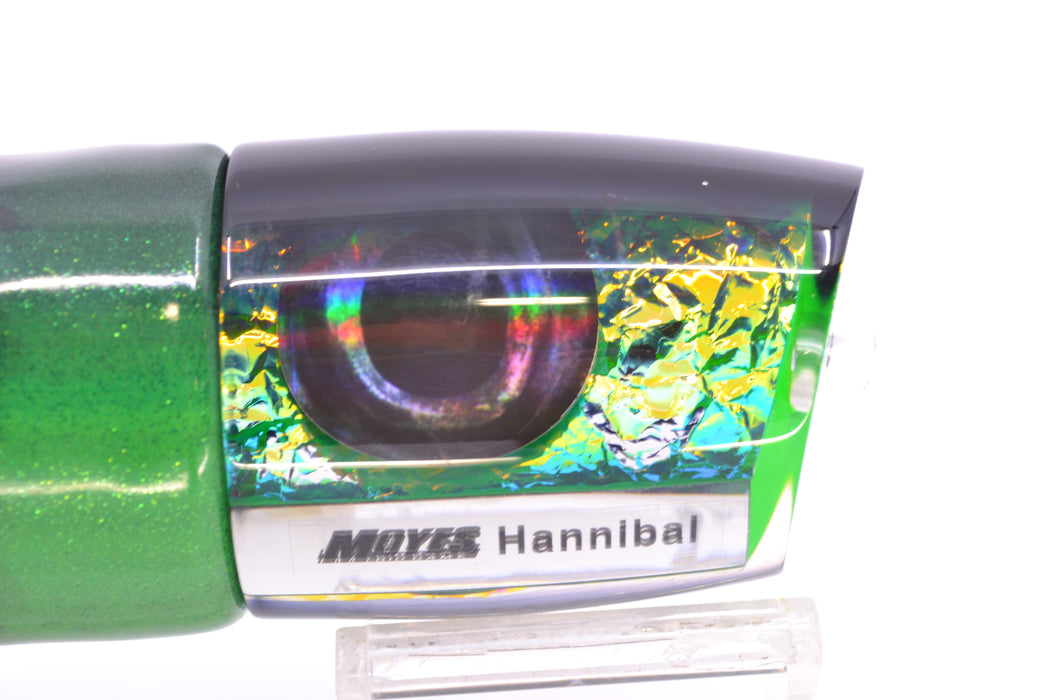Moyes Lures Green-Orange Dichro Black Back Hannibal 14" 8oz FT Vinyl Green Tiger