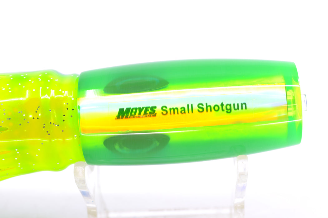 Moyes Lures Chartreuse MOP Blue-Green Back Taxi Eyes Small Shotgun 9" 4oz Skirted GZE