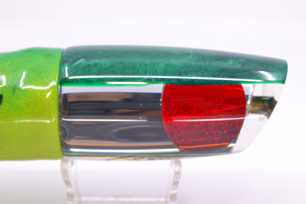 Koya Lures Mirrored Green Back Red Eyes Medium Poi Dog 14" 10oz FT Vinyl Mahi