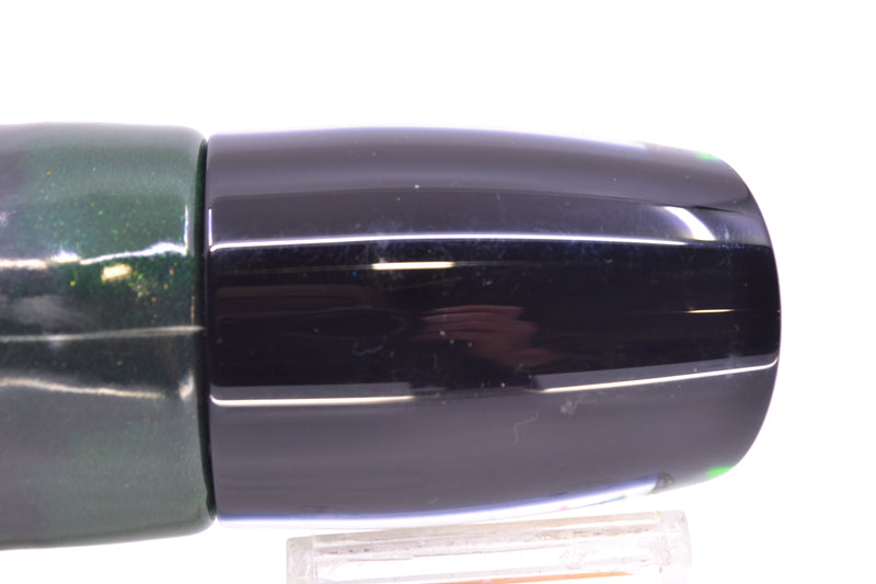 Moyes Lures Green-Orange Dichro Black Back Hannibal 14" 8oz FT Vinyl Green Tiger