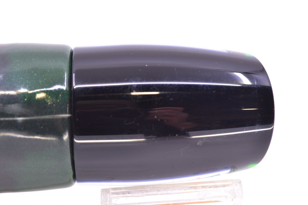 Moyes Lures Green-Orange Dichro Black Back Hannibal 14" 8oz FT Vinyl Green Tiger