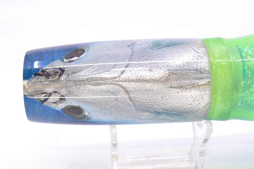 Ali'i Kai Lures Silver Opelu Blue-Teal Back Medium Hard Head 12" 9oz Skirted Green-Blue GZE