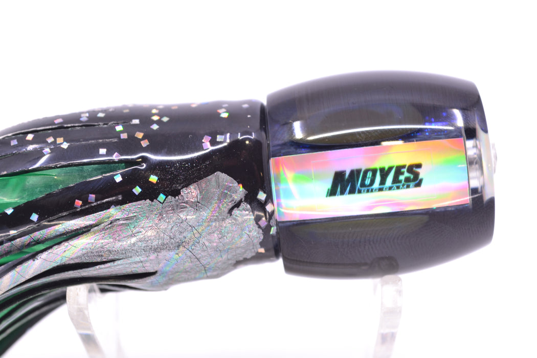 Moyes Lures Blue-Green Oil Slick Black Back Small Secret 9" 3oz Skirted Black Aurora