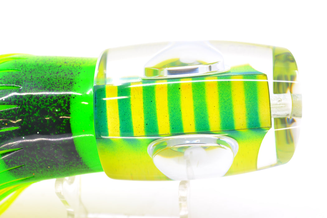 Big T Lures Yellow Pearl Green Striped Back Medium Zulu Impi 14" 11.5oz Skirted GZE