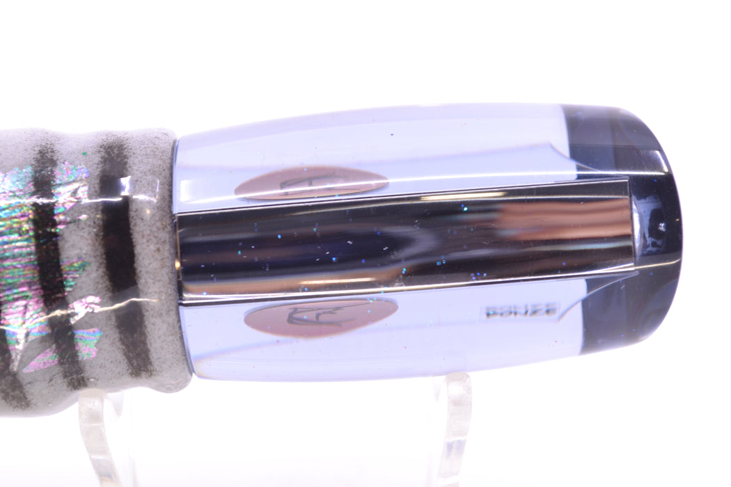 Bonze Lures Clear Mirrored Red Eyes Kraken 10" 8oz Skirted White Aurora-Silver/White
