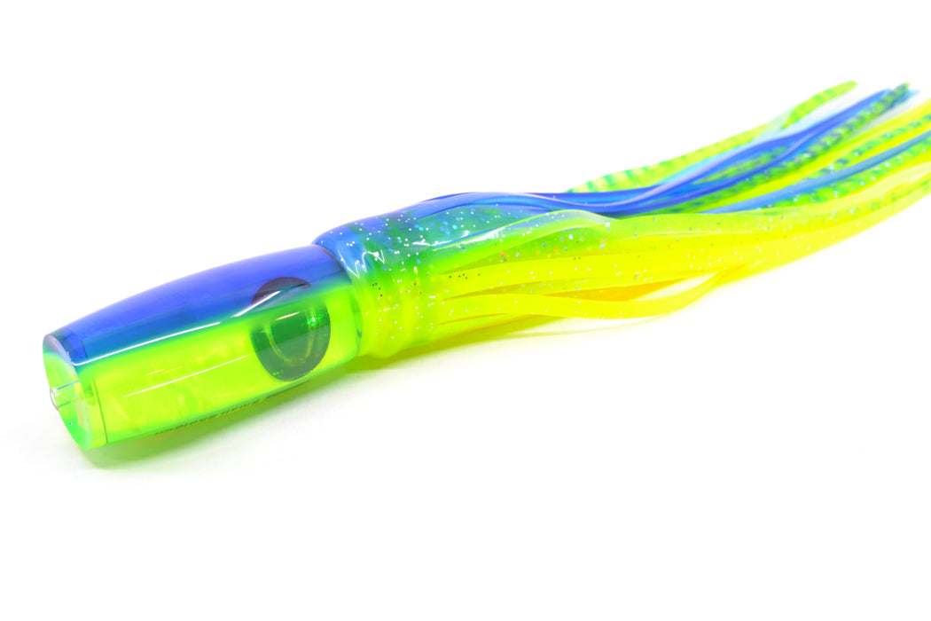 Moyes Lures Chartreuse MOP Blue-Green Back Taxi Eyes Small Shotgun 9" 4oz Skirted GZE