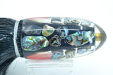 Tanigawa Lures Black Cracked Real Abalone Shell Ahi Bomb Bullet 12" 14.7oz Flashabou