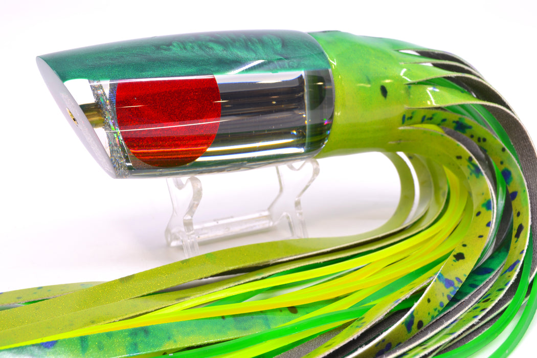 Koya Lures Mirrored Green Back Red Eyes Medium Poi Dog 14" 10oz FT Vinyl Mahi