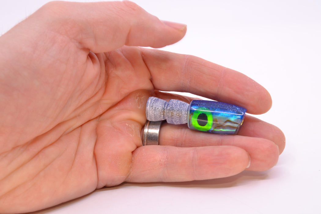 Coggin Lures Abalone Shell Blue Back Black-Green Eyes Tado Lo'ihi Peanut Slant 4.5" 0.3oz