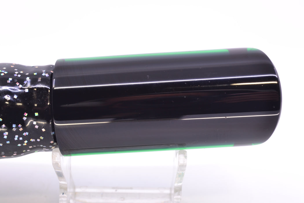 Moyes Lures Green MOP Black Back Medium Pipe Bomb 12" 7.5oz Skirted Black/Green