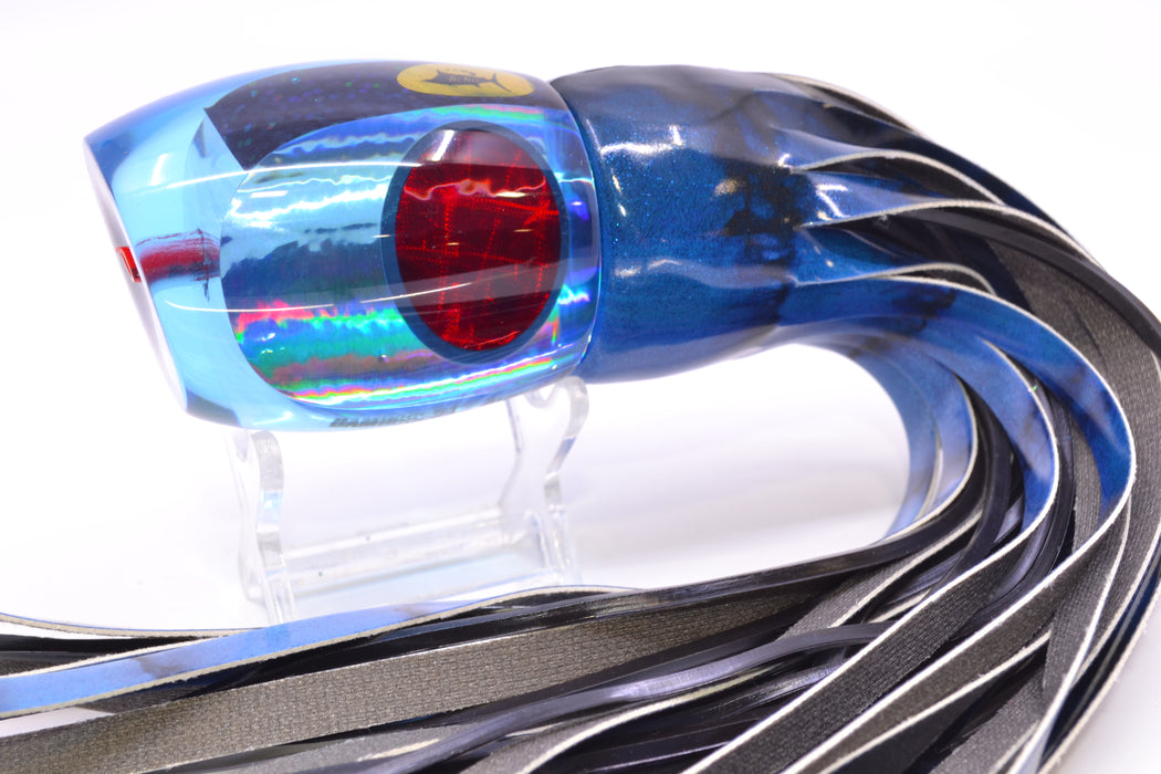 Aloha Lures Ice Blue Rainbow Red Eyes Bamboocha 12" 8.5oz Fire Tailz Vinyl Blue Tiger