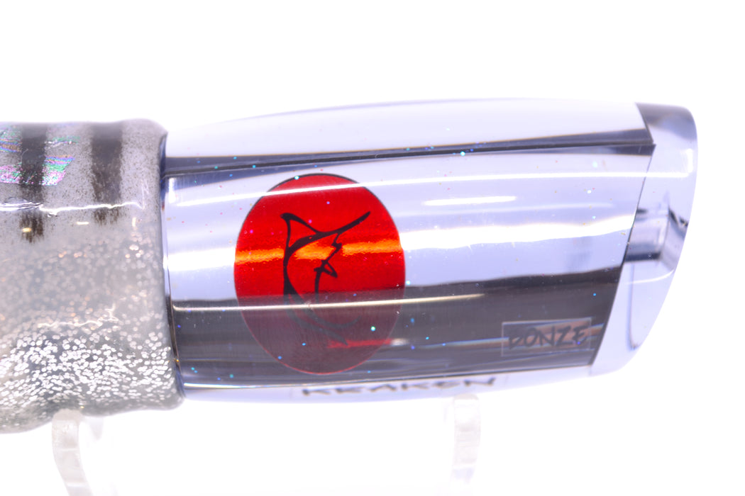 Bonze Lures Clear Mirrored Red Eyes Kraken 10" 8oz Skirted White Aurora-Silver/White