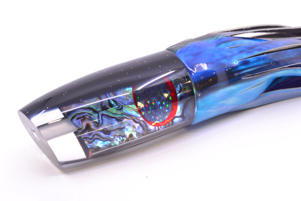 TANTRUM Lures Abalone Shell Black Back Large Plunger 12" 7.5oz Fire Tailz Vinyl Skipjack