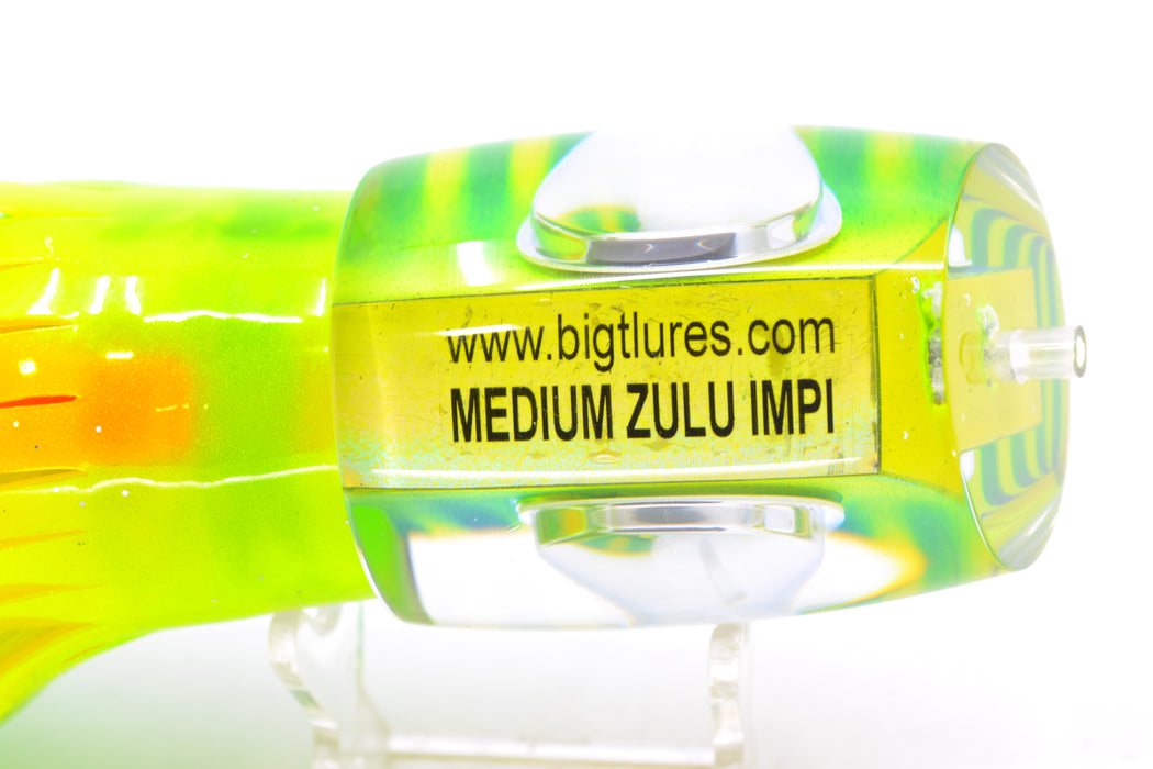 Big T Lures Yellow Pearl Green Striped Back Medium Zulu Impi 14" 11.5oz Skirted GZE