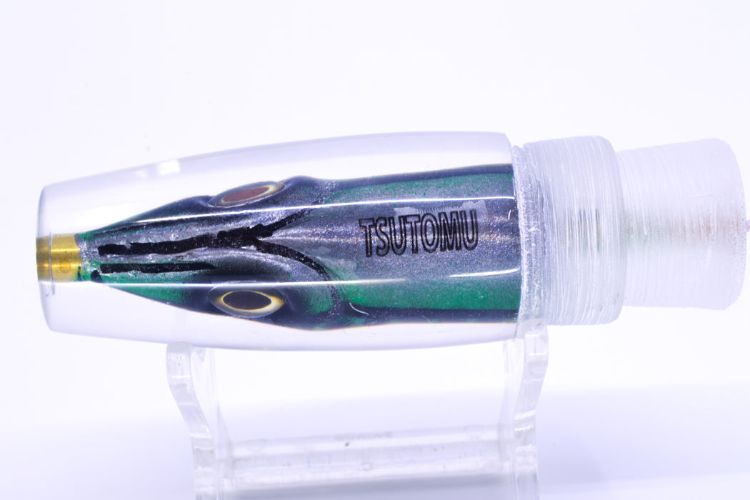 Tsutomu Lures Green with Black Dots Fish Head Ali'i Invert 7" 4.3oz
