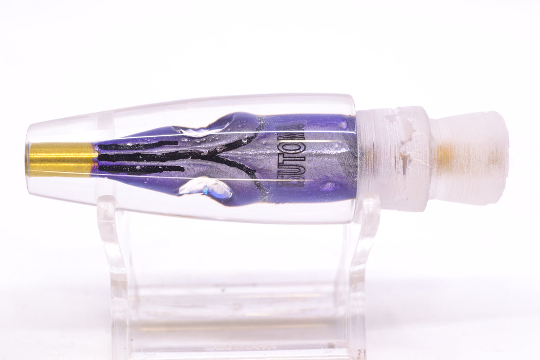 Tsutomu Lures Black-Purple-Silver Fish Head Poke Invert 6" 2.2oz