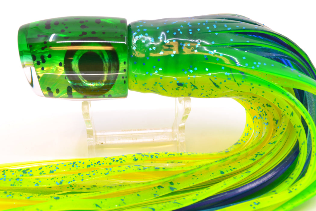 Moyes Lures Mahi MOP Green Back Taxi Eyes Medium J-Boy 12" 7oz Skirted Mahi