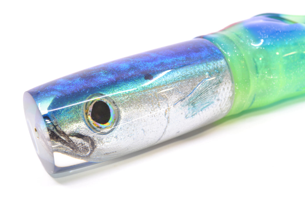 Ali'i Kai Lures Silver Opelu Blue-Teal Back Medium Hard Head 12" 9oz Skirted Green-Blue GZE