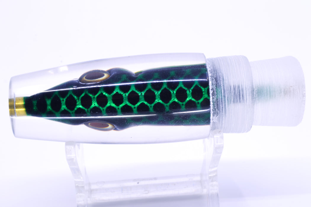 Tsutomu Lures Green with Black Dots Fish Head Ali'i Invert 7" 4.3oz