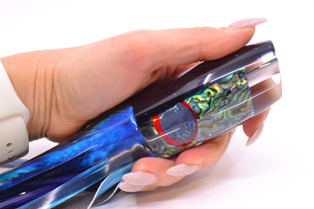 TANTRUM Lures Abalone Shell Black Back Large Plunger 12" 7.5oz Fire Tailz Vinyl Skipjack