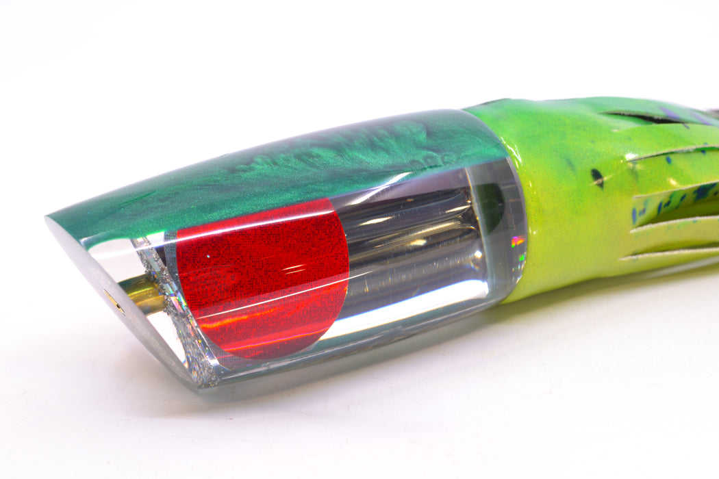 Koya Lures Mirrored Green Back Red Eyes Medium Poi Dog 14" 10oz FT Vinyl Mahi