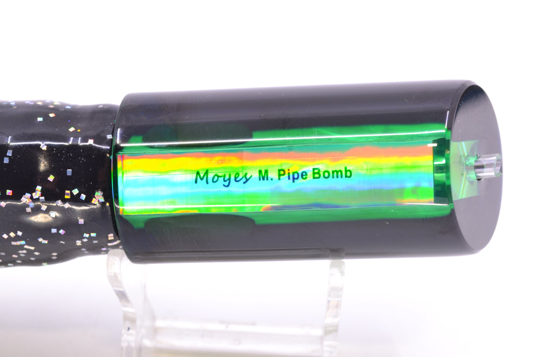 Moyes Lures Green MOP Black Back Medium Pipe Bomb 12" 7.5oz Skirted Black/Green