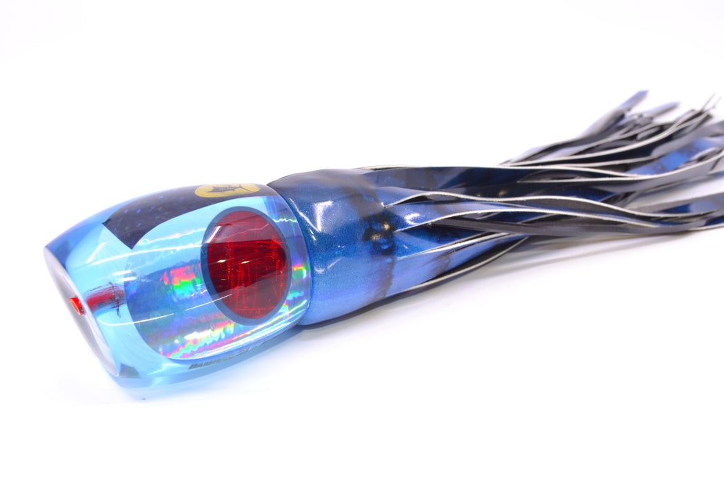 Aloha Lures Ice Blue Rainbow Red Eyes Bamboocha 12" 8.5oz Fire Tailz Vinyl Blue Tiger