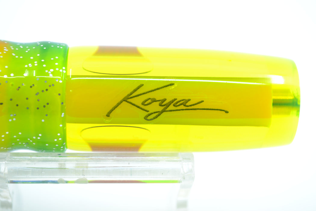 Koya Lures Neon Yellow Rainbow Red Eyes Hard Head 7" 3oz Skirted Blue-Yellow