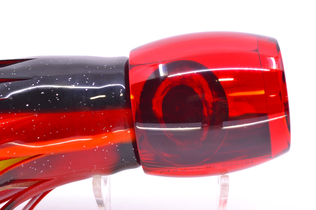 Moyes Lures Red Mirrored Taxi Eyes XL Secret 14" 9oz Skirted Red-Black & Red Bars