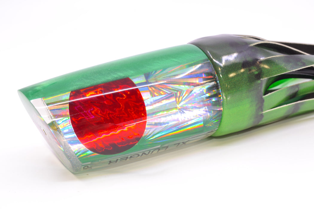 Koya Lures Silver Rainbow Starburst Green Back JP XL Lunger 16" 15oz FT Vinyl Green Tiger