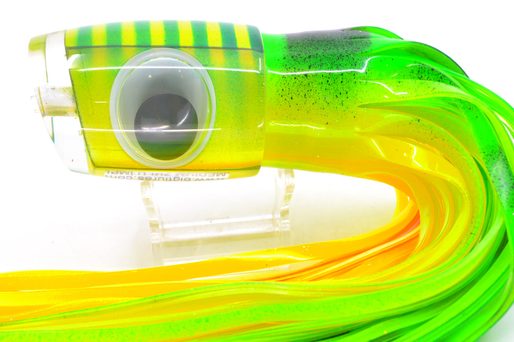 Big T Lures Yellow Pearl Green Striped Back Medium Zulu Impi 14" 11.5oz Skirted GZE