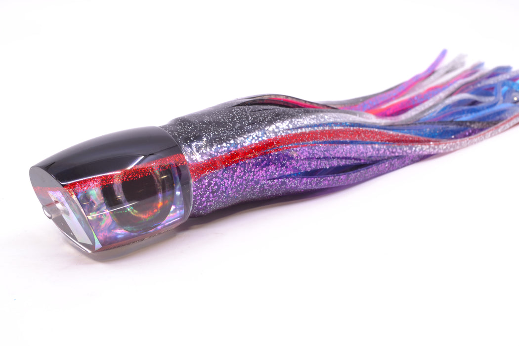 Moyes Lures Rainbow MOP Black-Red Back Bushmaster 12" 10oz Skirted Black-Red-Purple