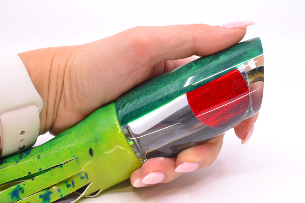 Koya Lures Mirrored Green Back Red Eyes Medium Poi Dog 14" 10oz FT Vinyl Mahi