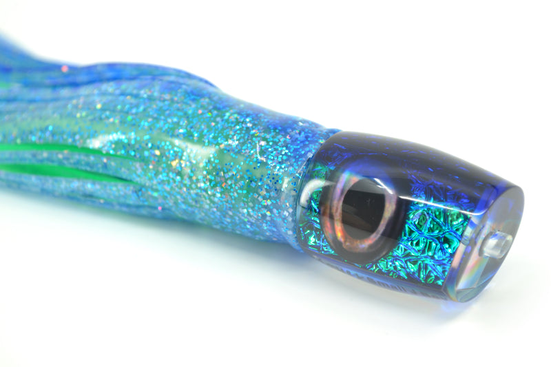 Moyes Lures Blue-Green Oil Slick Blue Back Small J-Boy 9" 5oz Skirted Blue Dots-Green GZE