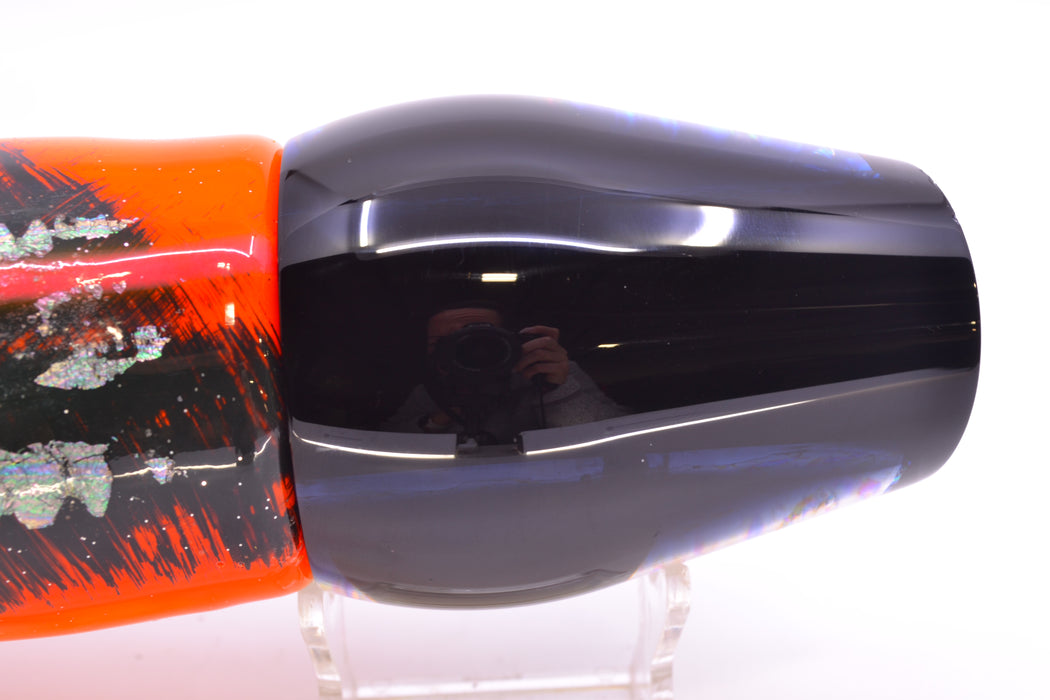 Moyes Lures Orange Dichro Black Back Taxi Eyes XL Sumo 16" 20.5oz Skirted Kajiki